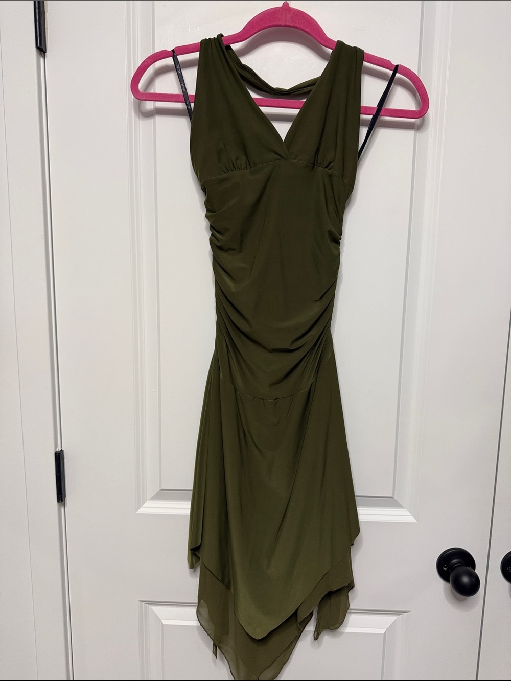 Olive V-Neck Sleeveless Dress